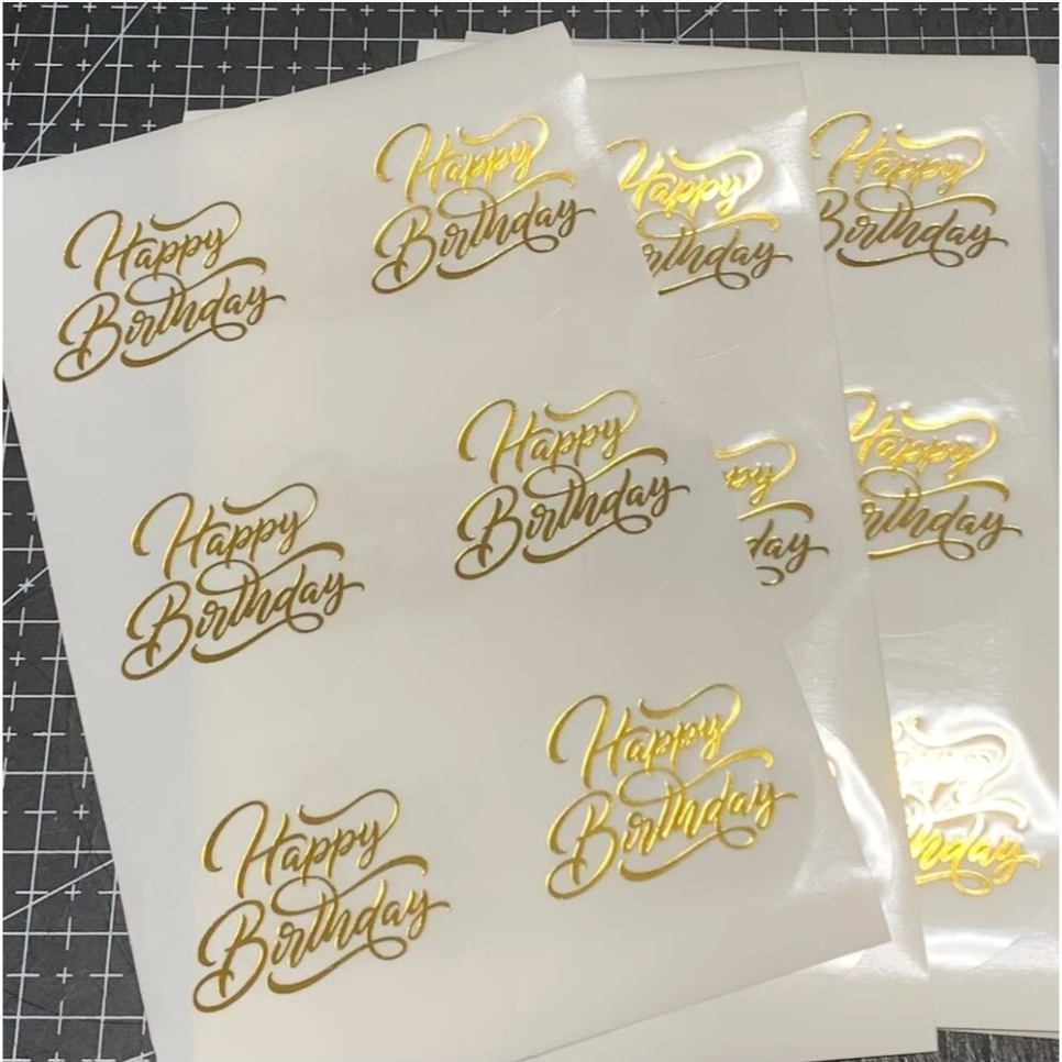 野財財⭐ 生日快樂 燙金防水圓貼 4公分（6張/入）透明貼紙 燙金貼紙 生日快樂貼紙 慶生貼紙 慶祝貼紙 禮物貼紙 生日-細節圖4