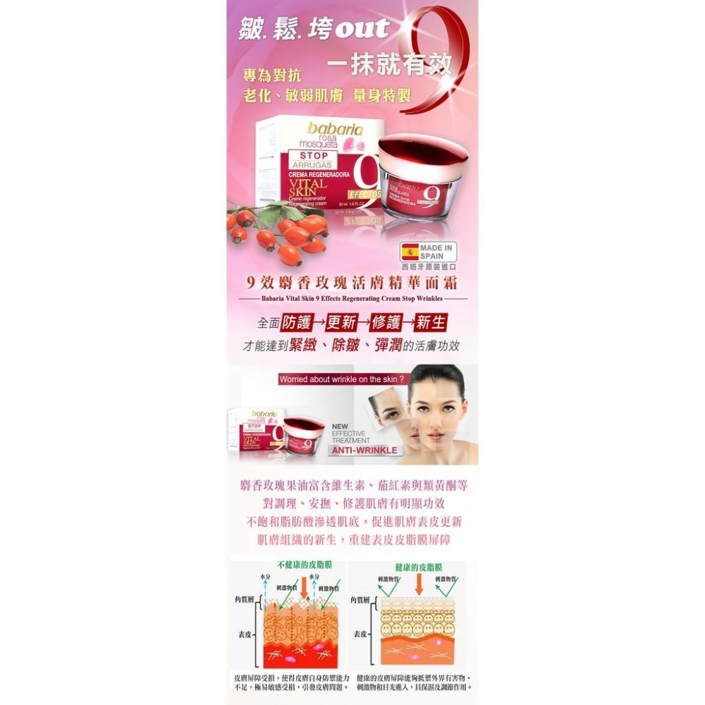 西班牙babaria 9效麝香玫瑰精華面霜50ml-細節圖3