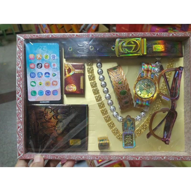 玉華香舖 G111男用手飾組 手機 手錶 皮包 首飾眼鏡 項練 戒指 打火機 紙紮 紙衣 紙扎 往生用品-細節圖2