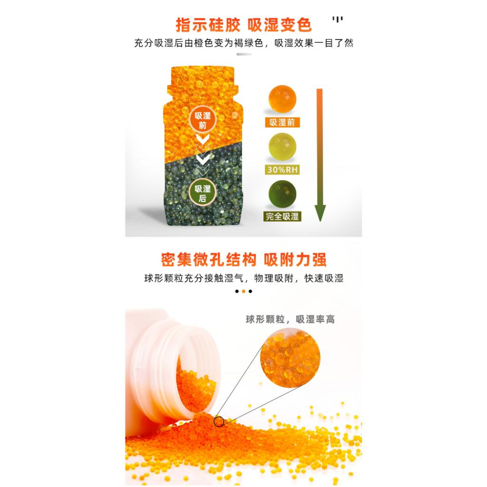 水族園藝百貨-3c生活用品五金雜貨區-橘色乾燥劑100g分裝-變色指示-重複使用橙色矽膠-吸濕除潮-細節圖4
