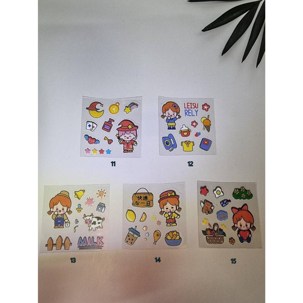 水族園藝百貨-3c生活用品五金雜貨區-50組可愛人物卡通動物文字貼紙-通透明PVC貼畫創意手機貼卡Y手帳素材防水咕卡貼紙-細節圖3