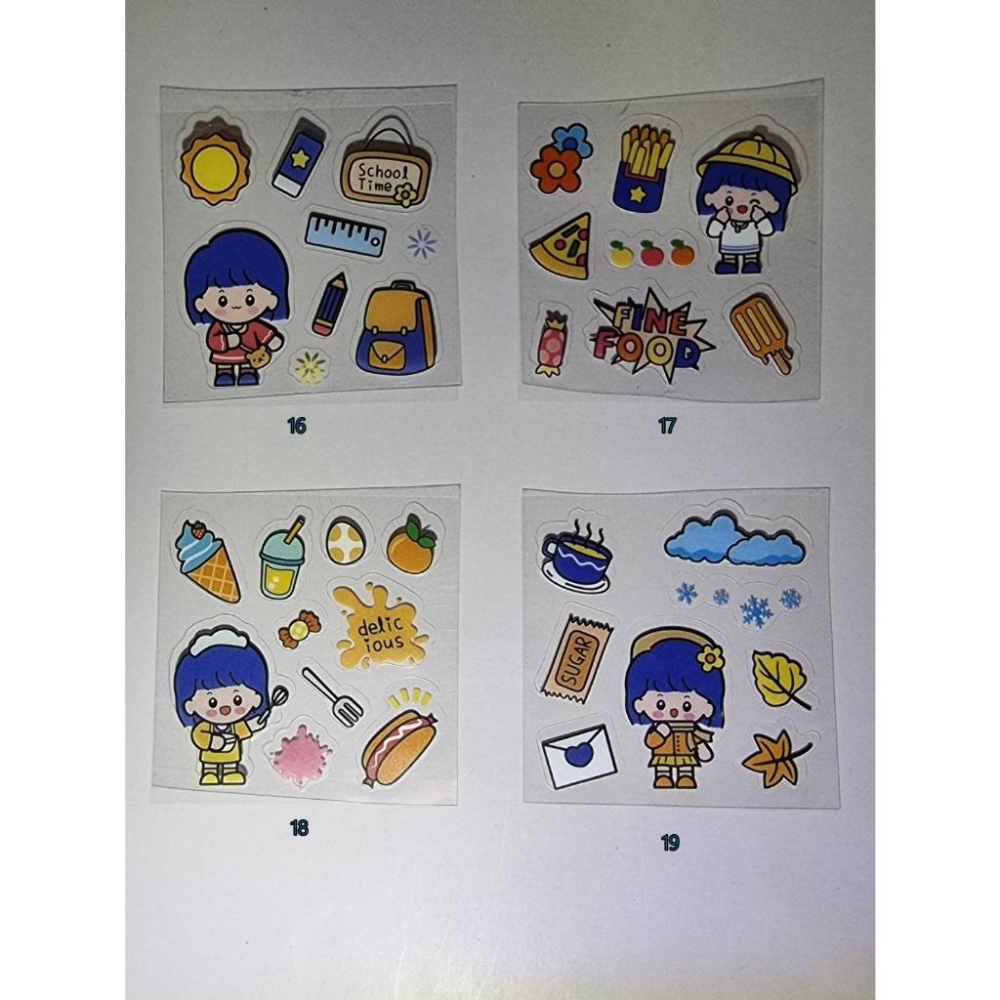水族園藝百貨-3c生活用品五金雜貨區-50組可愛人物卡通動物文字貼紙-通透明PVC貼畫創意手機貼卡Y手帳素材防水咕卡貼紙-細節圖4