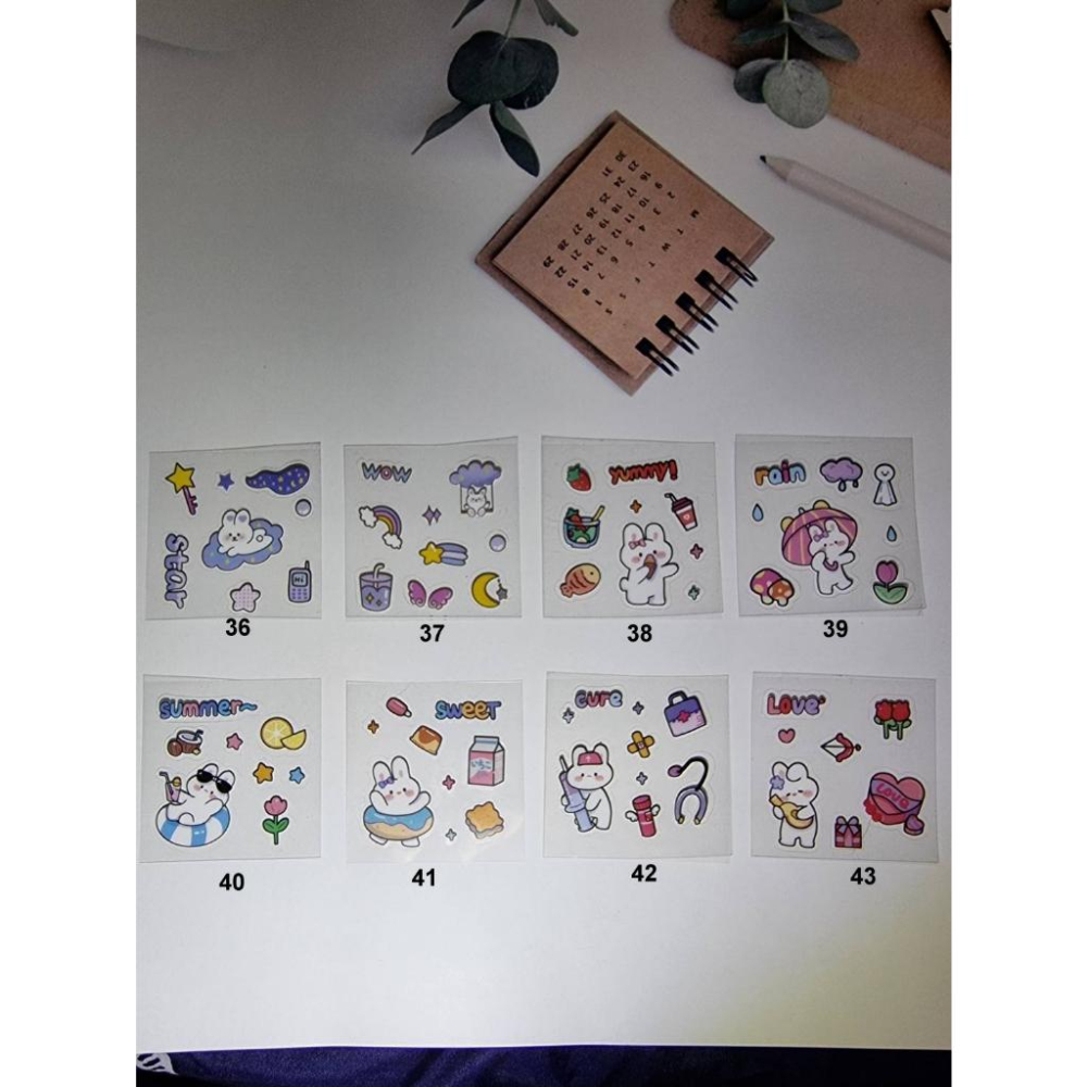 水族園藝百貨-3c生活用品五金雜貨區-50組可愛人物卡通動物文字貼紙-通透明PVC貼畫創意手機貼卡Y手帳素材防水咕卡貼紙-細節圖7