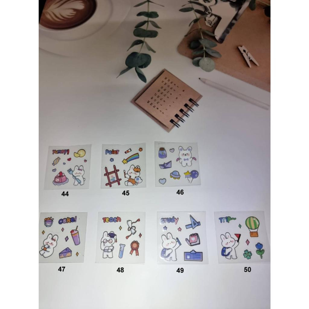 水族園藝百貨-3c生活用品五金雜貨區-50組可愛人物卡通動物文字貼紙-通透明PVC貼畫創意手機貼卡Y手帳素材防水咕卡貼紙-細節圖8