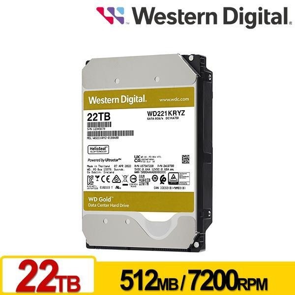 WD 金標 22TB 3.5吋 7200轉 企業級硬碟 WD221KRYZ-細節圖2