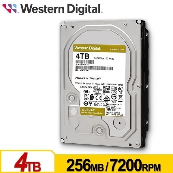 WD 金標 4TB 3.5吋 SATA 企業級硬碟 WD4004FRYZ