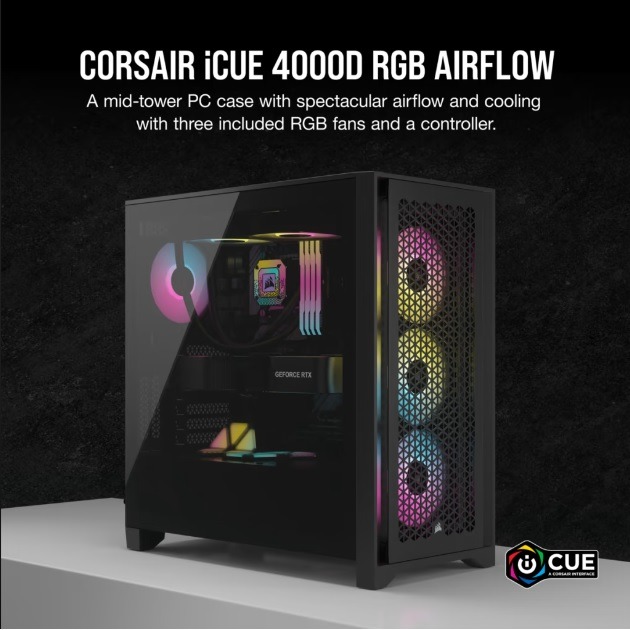 海盜船 CORSAIR iCUE 4000D RGB AIRFLOW 機殼(黑)-細節圖3