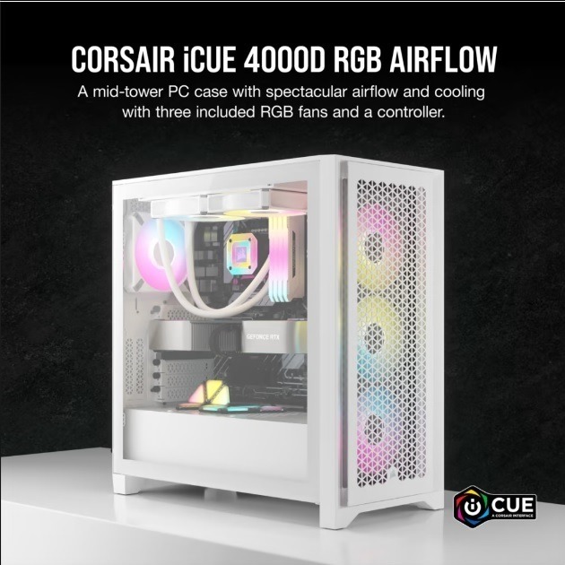 海盜船 CORSAIR iCUE 4000D RGB AIRFLOW 機殼(白)-細節圖3