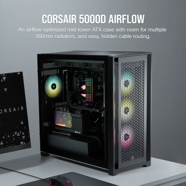 海盜船 CORSAIR 5000D AIRFLOW 鋼化玻璃 ATX 機殼(黑)-細節圖3