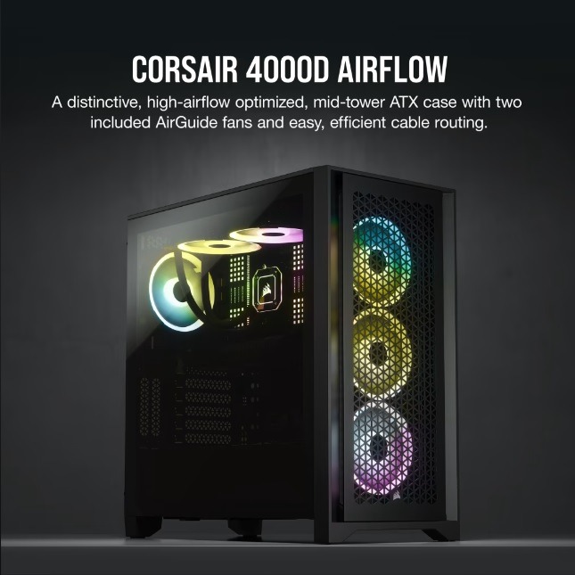 海盜船 CORSAIR 4000D AIRFLOW 鋼化玻璃 ATX 機殼(黑)-細節圖3