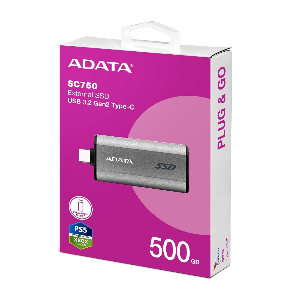 ADATA 威剛 SC750 500GB Type-C 外接式固態硬碟 SSD(鈦灰)-細節圖5