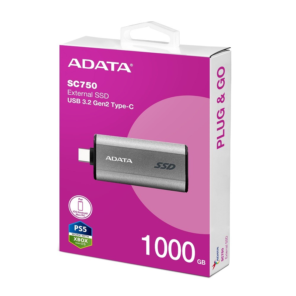 ADATA 威剛 SC750 1000GB Type-C 外接式固態硬碟 SSD(鈦灰)-細節圖5