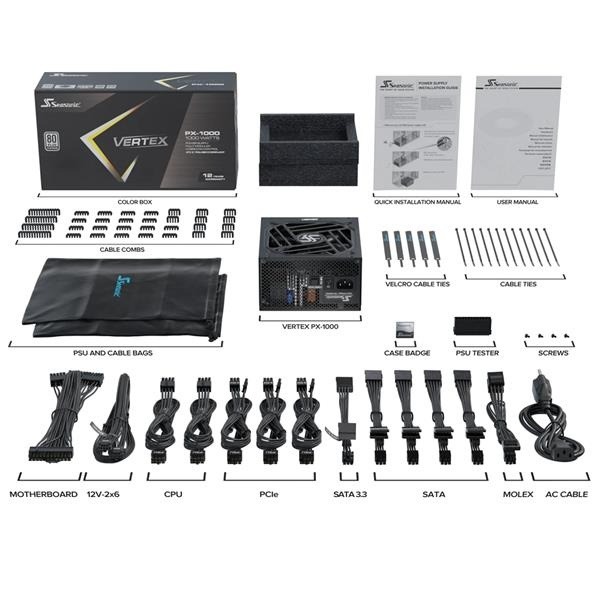 Seasonic 海韻 Vertex PX 白金1000W全模組ATX3.0電源供應器(SE-PS-VEPX1000)-細節圖3
