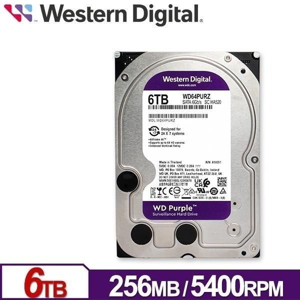 WD 紫標 6TB 3.5吋 SATA 監控系統硬碟 WD64PURZ-細節圖2