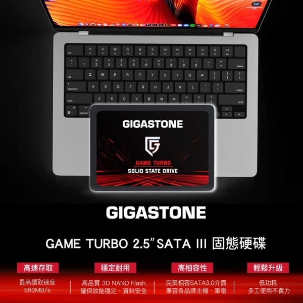 GIGASTONE 立達 2.5吋 2TB SATA III Game Turbo SSD 固態硬碟-細節圖3
