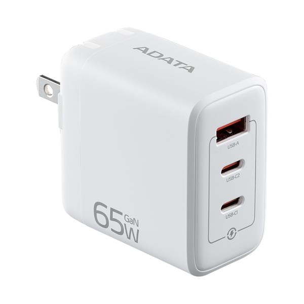 ADATA 威剛 65W GaN 氮化鎵超高速充電器(白)(3孔) CHARGERU-0653-QCPDWH-細節圖2