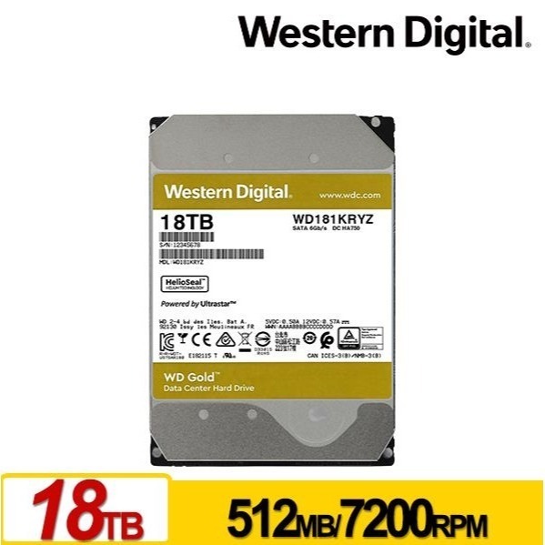 WD 金標 18TB 3.5吋 SATA 企業級硬碟 WD181KRYZ-細節圖2