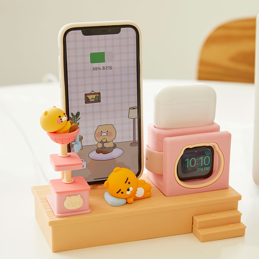 韓國連線款 kakao friends 三合一 蘋果充電器 apple watch 充電 支架 手錶充電架 充電線-細節圖6