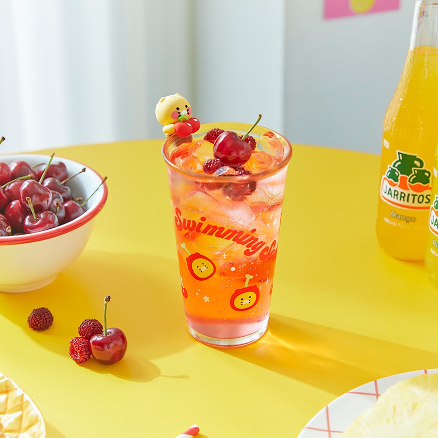 韓國連線款 kakao friends 夏日蘇打系列 玻璃杯 飲料杯 杯子 杯緣子 水杯 飲料杯-細節圖3