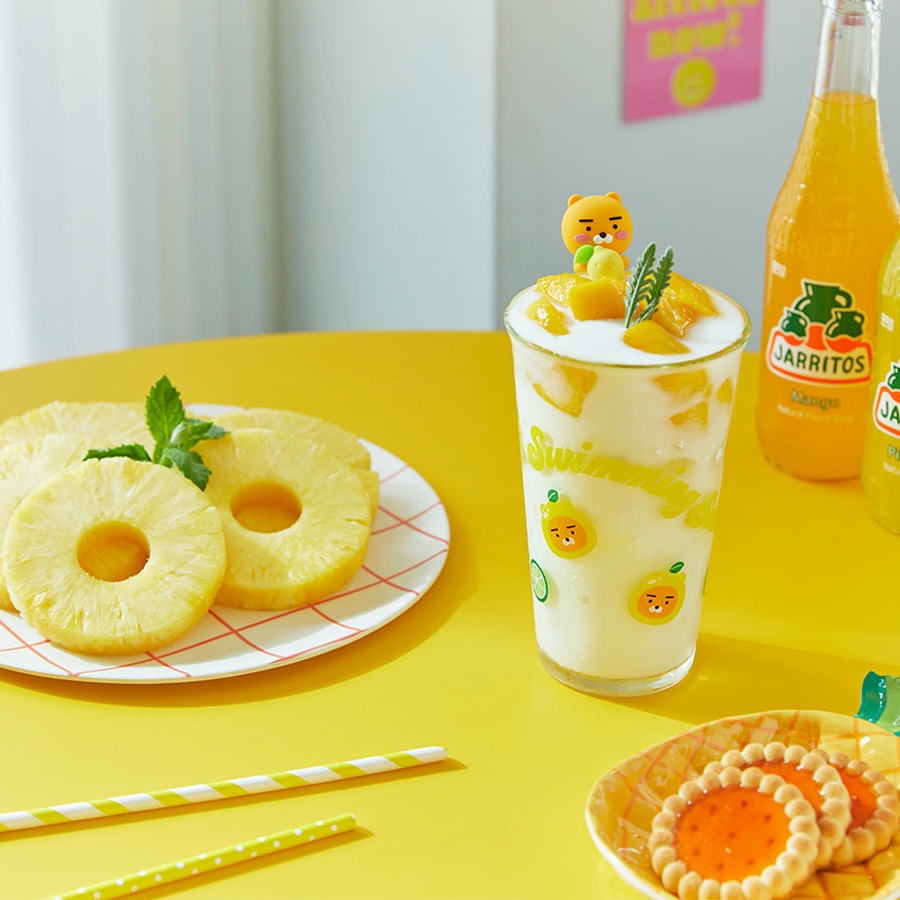 韓國連線款 kakao friends 夏日蘇打系列 玻璃杯 飲料杯 杯子 杯緣子 水杯 飲料杯-細節圖7