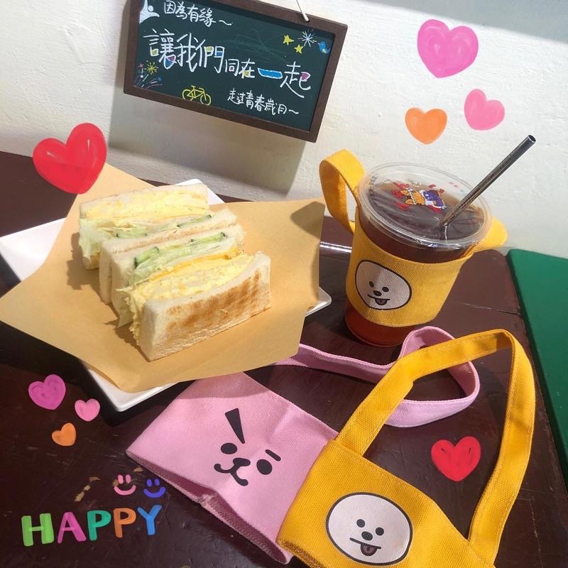 [안녕KOREA ]🌟 BT21帆布袋杯套 防彈少年團BTS chimmy cooky tata 飲料提袋共三款 現貨-細節圖5