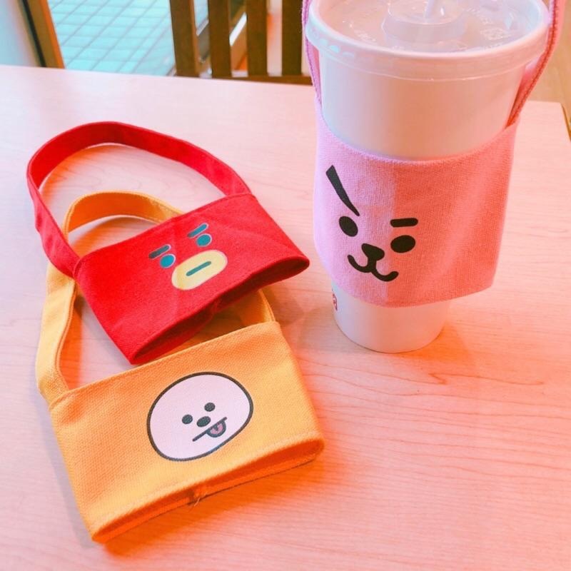 [안녕KOREA ]🌟 BT21帆布袋杯套 防彈少年團BTS chimmy cooky tata 飲料提袋共三款 現貨-細節圖9