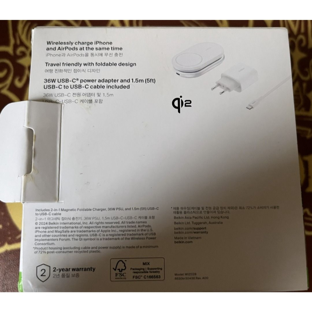近新 Belkin BoostCharge 2合1 Qi2 磁力可摺疊無線充電器 15W Apple MagSafe-細節圖3