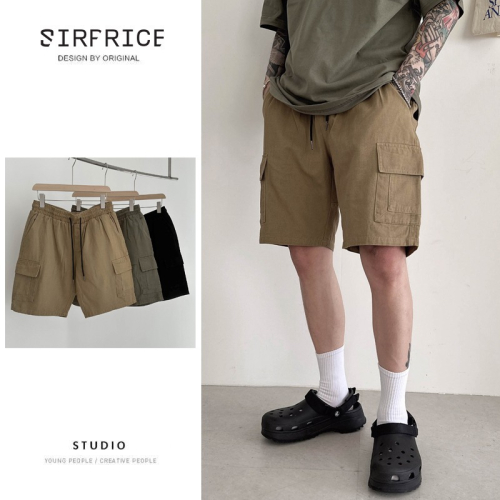 百搭基本款 水洗工作短褲 多口袋工裝短褲 寬鬆短褲 休閒短褲 - SIRPRICE Select Shop