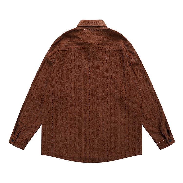 長袖襯衫 鏤空襯衫 簍空 花紋 復古 寬鬆版型 素面襯衫 韓系穿搭 - SIRPRICE Select Shop-細節圖5