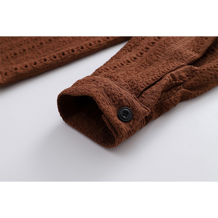 長袖襯衫 鏤空襯衫 簍空 花紋 復古 寬鬆版型 素面襯衫 韓系穿搭 - SIRPRICE Select Shop-細節圖8