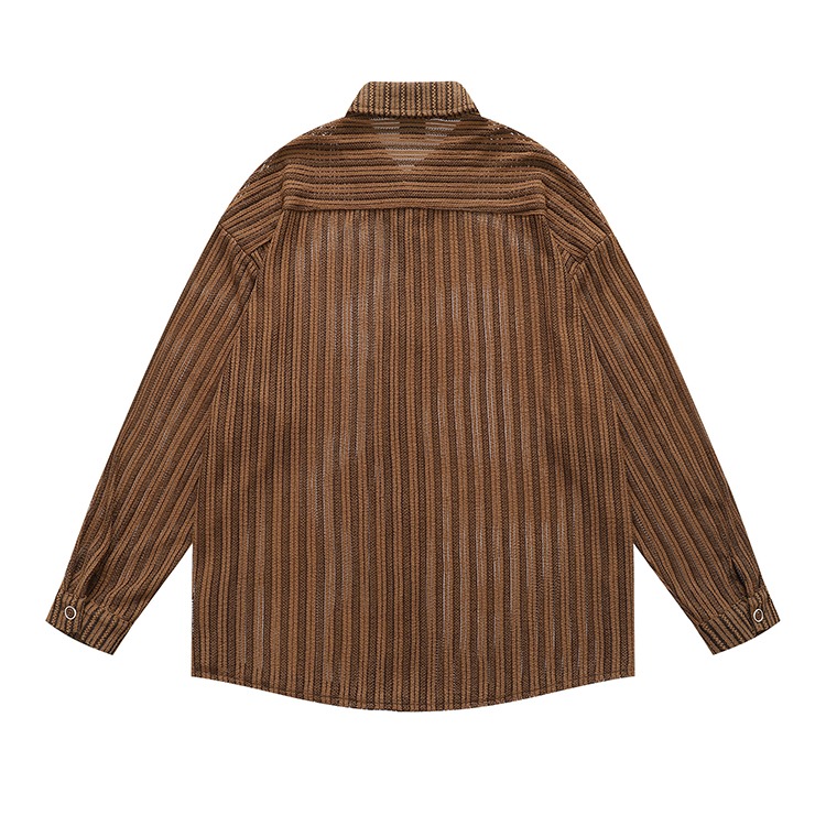 長袖襯衫 直條紋 鏤空襯衫 簍空 條紋襯衫 寬鬆版型 素面襯衫 韓系穿搭 - SIRPRICE Select Shop-細節圖5