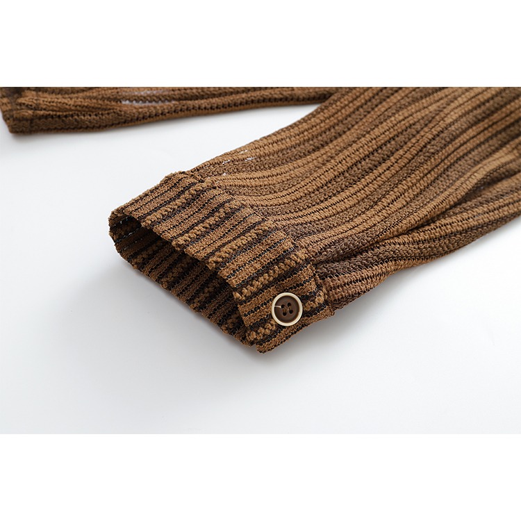 長袖襯衫 直條紋 鏤空襯衫 簍空 條紋襯衫 寬鬆版型 素面襯衫 韓系穿搭 - SIRPRICE Select Shop-細節圖8