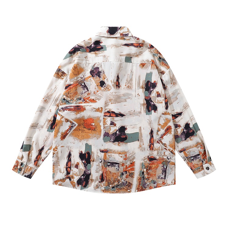 長袖襯衫 花襯衫 復古 藝術家 設計師 暈染 口袋襯衫 襯衫男 休閒襯衫 - SIRPRICE Select Shop-細節圖2