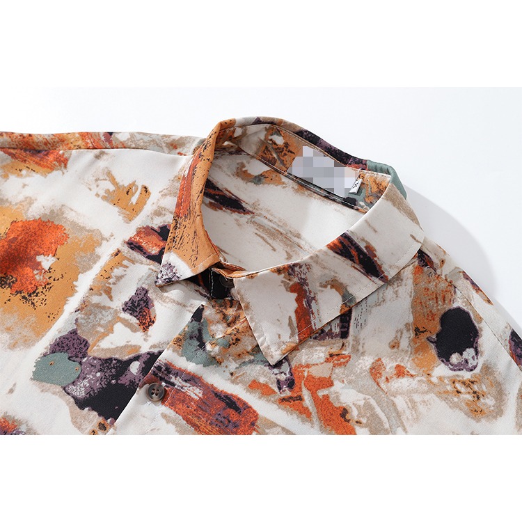 長袖襯衫 花襯衫 復古 藝術家 設計師 暈染 口袋襯衫 襯衫男 休閒襯衫 - SIRPRICE Select Shop-細節圖3