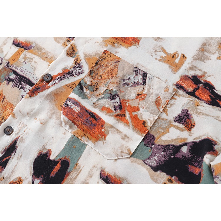 長袖襯衫 花襯衫 復古 藝術家 設計師 暈染 口袋襯衫 襯衫男 休閒襯衫 - SIRPRICE Select Shop-細節圖4