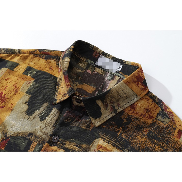 長袖襯衫 花襯衫 港風 復古 古著 抽象 口袋襯衫 襯衫男 休閒襯衫 - SIRPRICE Select Shop-細節圖3