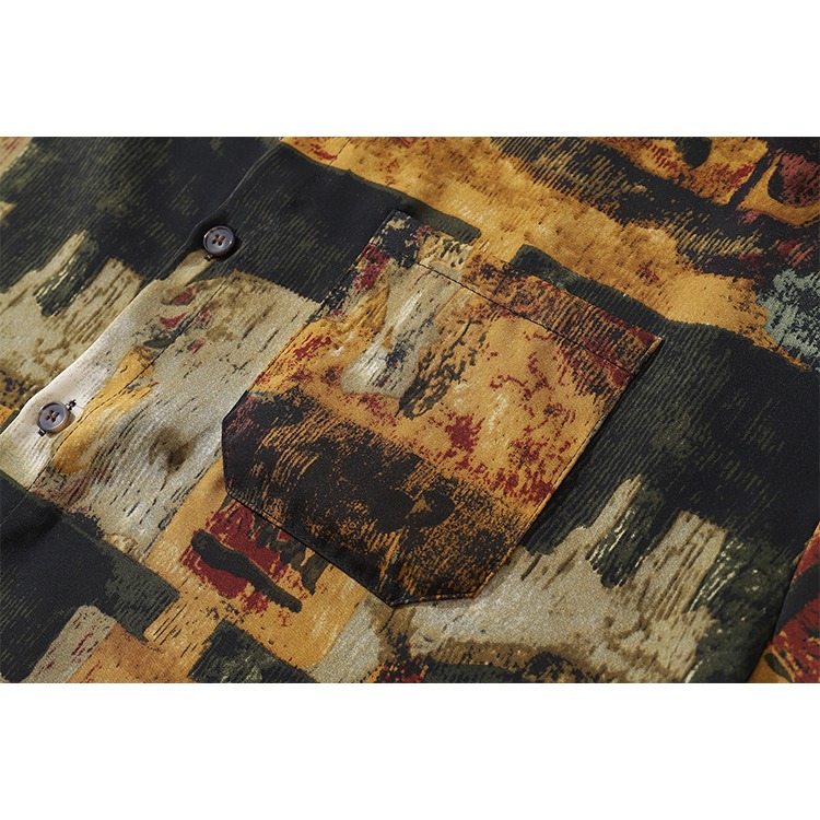 長袖襯衫 花襯衫 港風 復古 古著 抽象 口袋襯衫 襯衫男 休閒襯衫 - SIRPRICE Select Shop-細節圖4