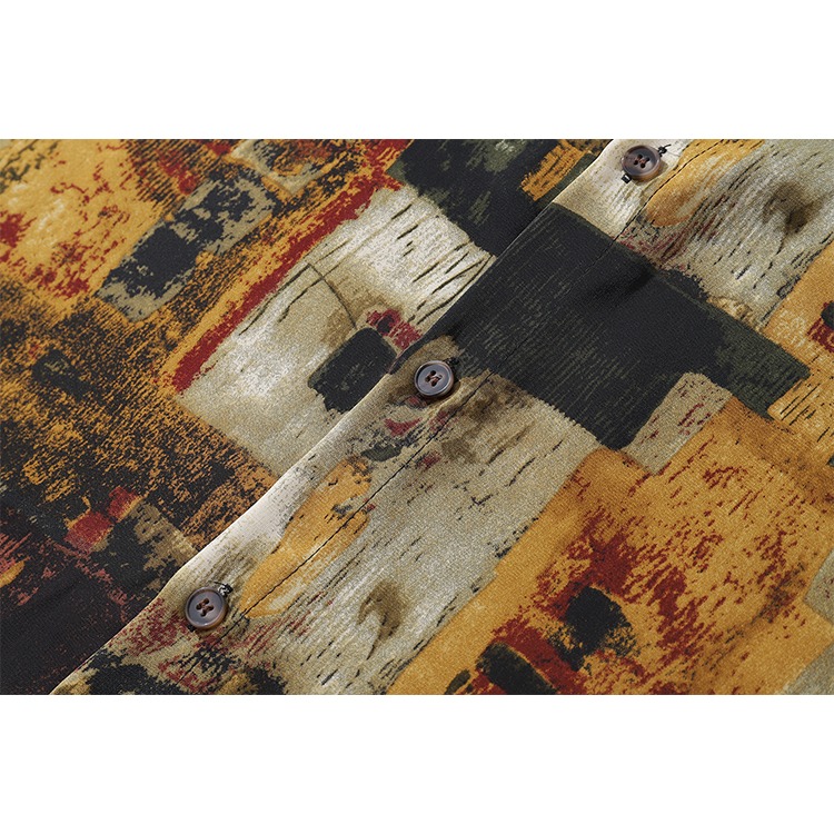 長袖襯衫 花襯衫 港風 復古 古著 抽象 口袋襯衫 襯衫男 休閒襯衫 - SIRPRICE Select Shop-細節圖5