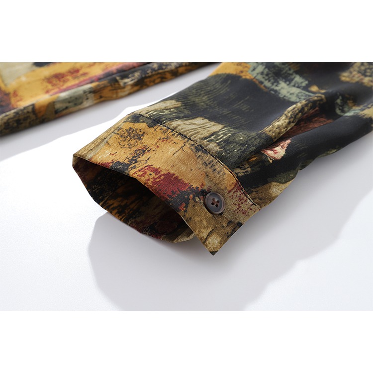 長袖襯衫 花襯衫 港風 復古 古著 抽象 口袋襯衫 襯衫男 休閒襯衫 - SIRPRICE Select Shop-細節圖8