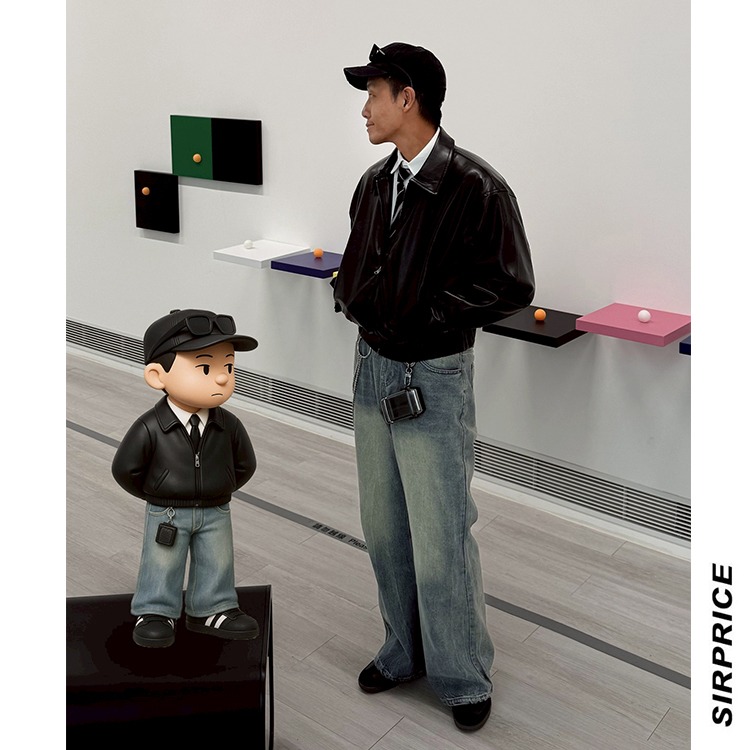 街頭短版 BOXY FIT 皮外套 夾克外套 短寬版型 韓系穿搭 男生外套 - SIRPRICE Select Shop-細節圖4