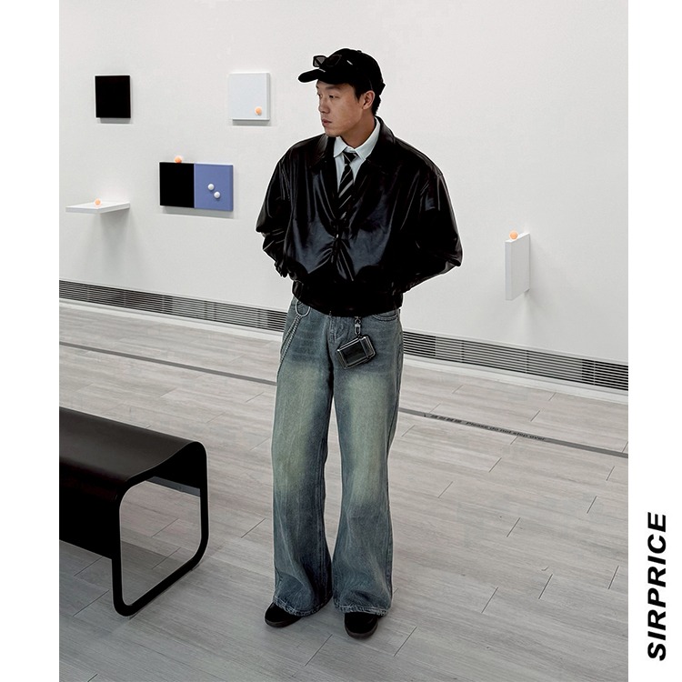 街頭短版 BOXY FIT 皮外套 夾克外套 短寬版型 韓系穿搭 男生外套 - SIRPRICE Select Shop-細節圖8