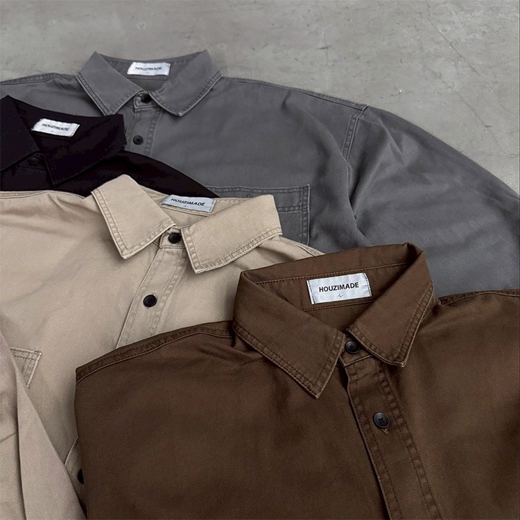 BOXY FIT 短寬重磅水洗襯衫 素面襯衫 韓系穿搭 長袖襯衫 男襯衫 - SIRPRICE Select Shop-細節圖8