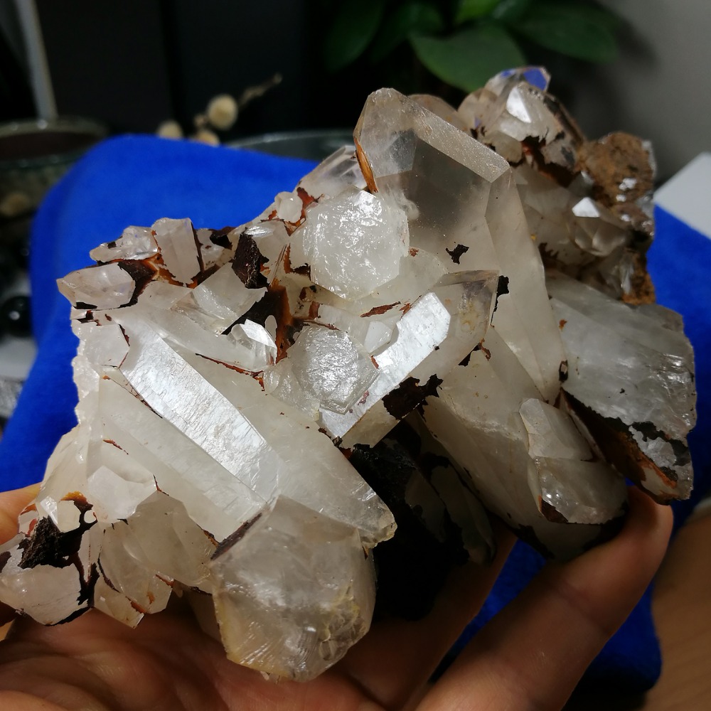 [友克鑫礦業]ac1372約重480g-時光隧道 白水晶簇 水晶柱 原礦 紅皮水晶-細節圖2