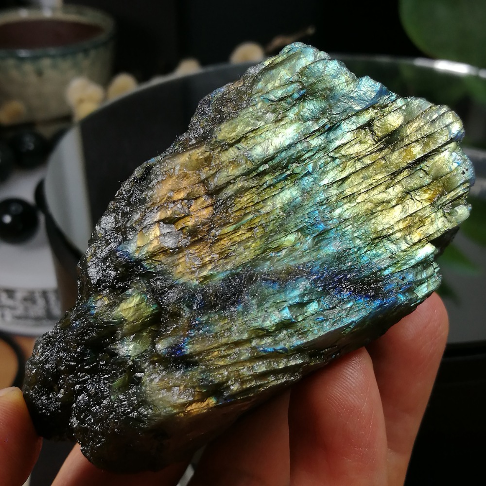 [友克鑫礦業]dg436約重182g-拉長石 原礦 未加工 原石 光譜石 Labradorite-細節圖2