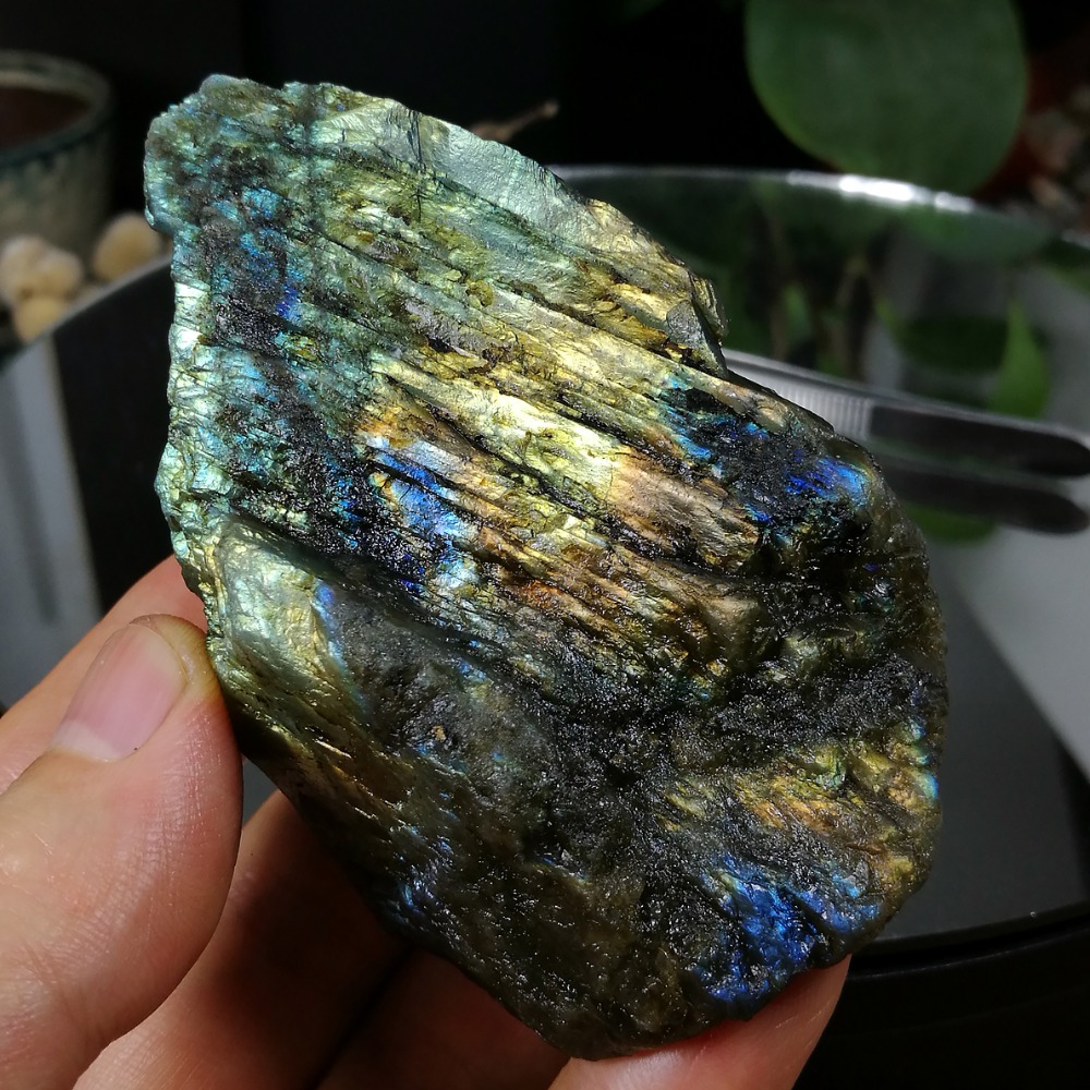[友克鑫礦業]dg434約重164g-拉長石 原礦 未加工 原石 光譜石 Labradorite-細節圖2