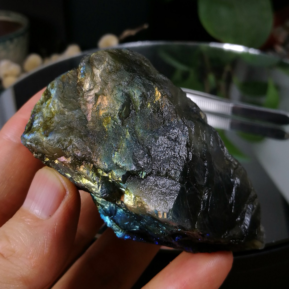[友克鑫礦業]dg432約重152g-拉長石 原礦 未加工 原石 光譜石 Labradorite-細節圖2