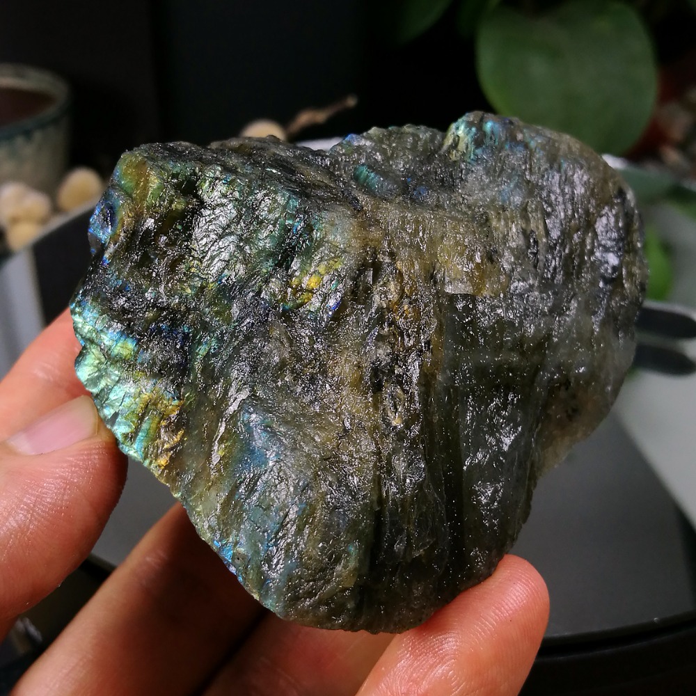 [友克鑫礦業]dg429約重195g-拉長石 原礦 未加工 原石 光譜石 Labradorite-細節圖4