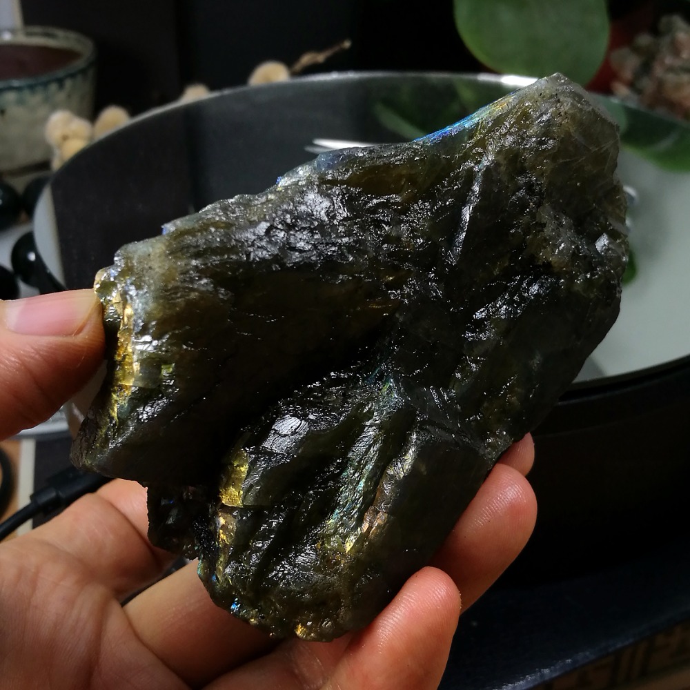 [友克鑫礦業]dg424約重265g-拉長石 原礦 未加工 原石 光譜石 Labradorite-細節圖3