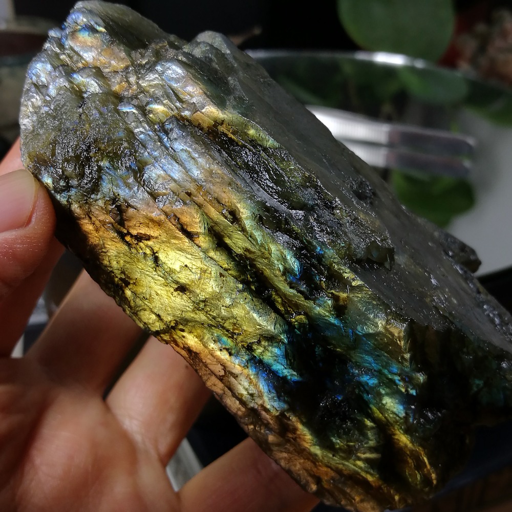 [友克鑫礦業]dg424約重265g-拉長石 原礦 未加工 原石 光譜石 Labradorite-細節圖4