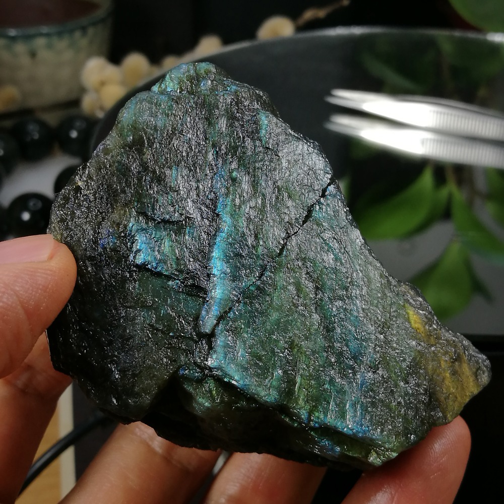 [友克鑫礦業]dg422約重199g-拉長石 原礦 未加工 原石 光譜石 Labradorite-細節圖2